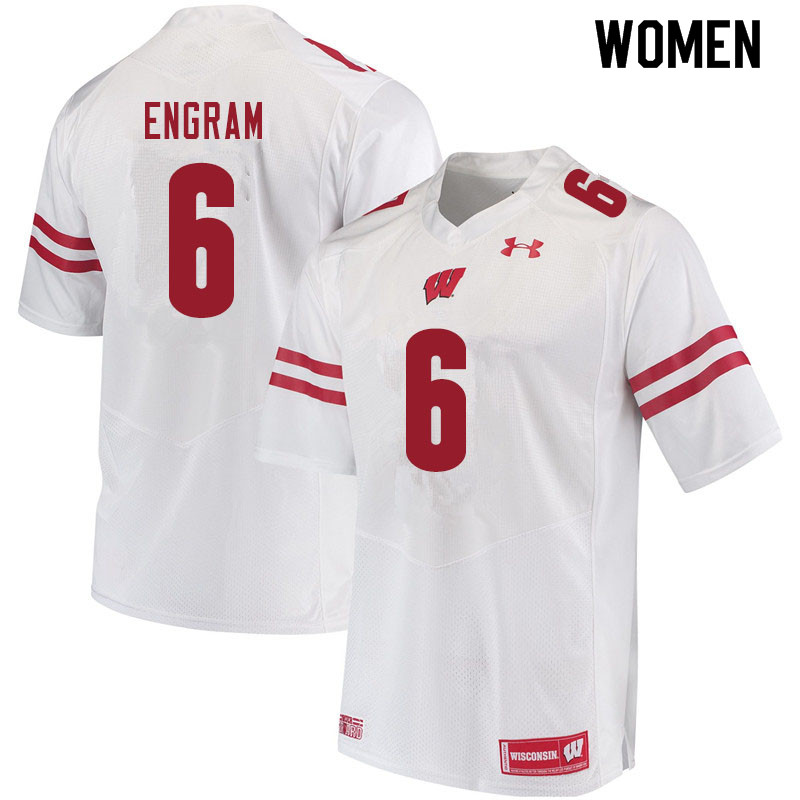 Women #6 Dean Engram Wisconsin Badgers College Football Jerseys Sale-White